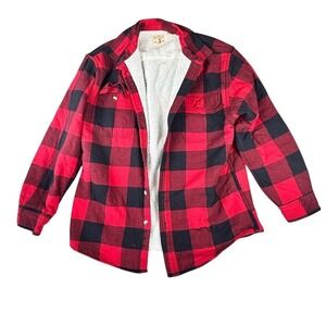 Readhead  Men's‎ Red Plaid Sherpa-Lined Shirt Jacket Size L Casual